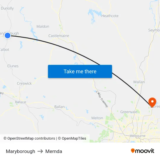 Maryborough to Mernda map