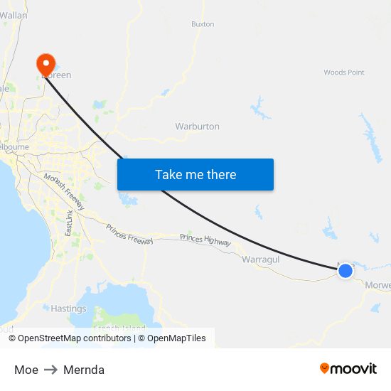 Moe to Mernda map