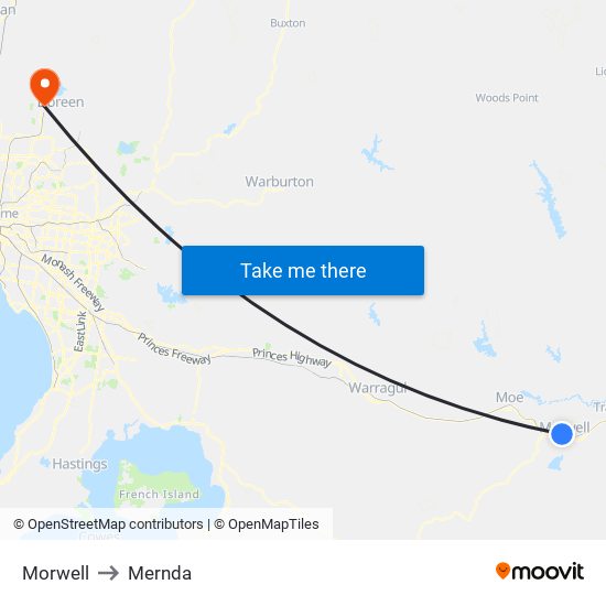 Morwell to Mernda map