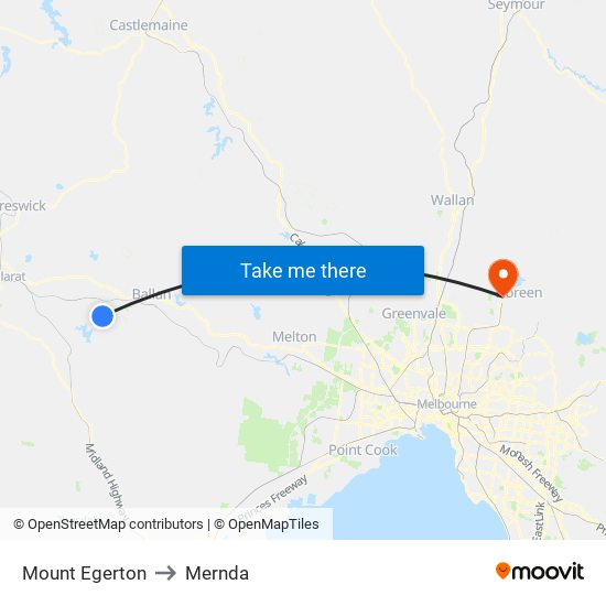 Mount Egerton to Mernda map