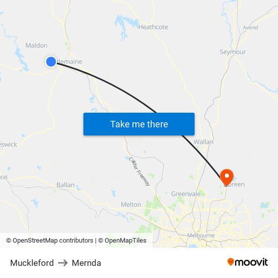 Muckleford to Mernda map