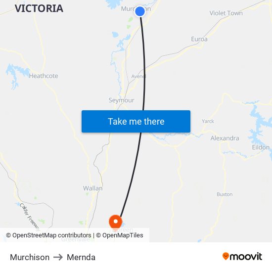 Murchison to Mernda map