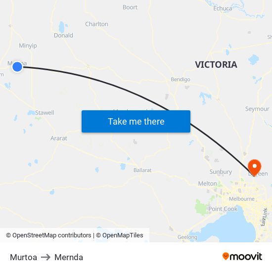 Murtoa to Mernda map