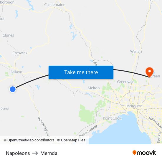 Napoleons to Mernda map