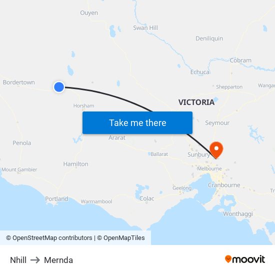 Nhill to Mernda map