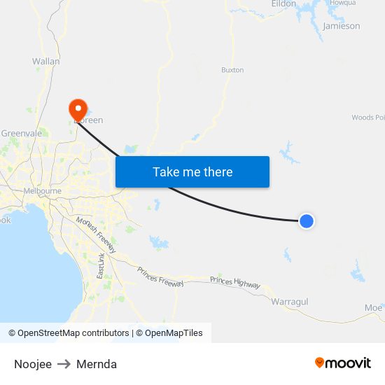 Noojee to Mernda map