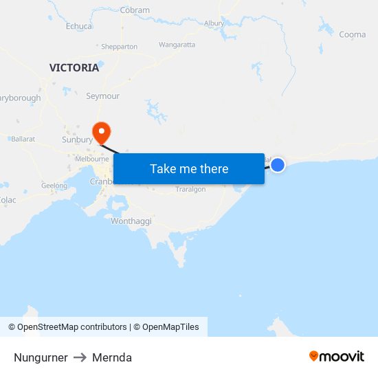 Nungurner to Mernda map