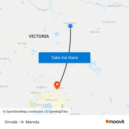 Orrvale to Mernda map