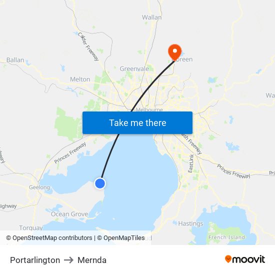 Portarlington to Mernda map