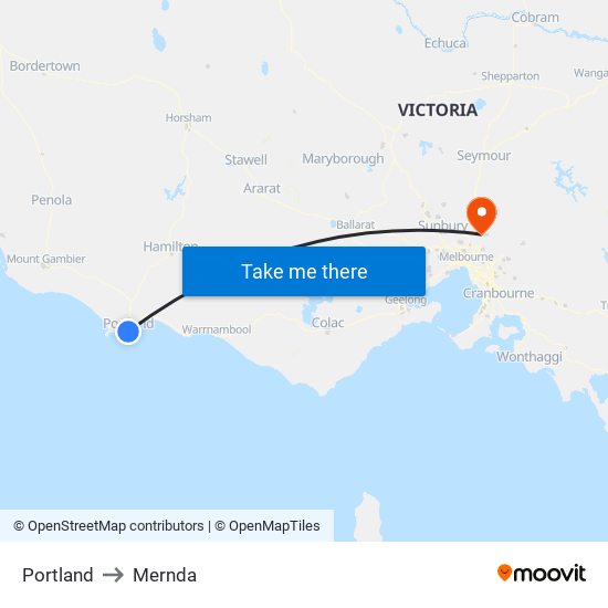 Portland to Mernda map