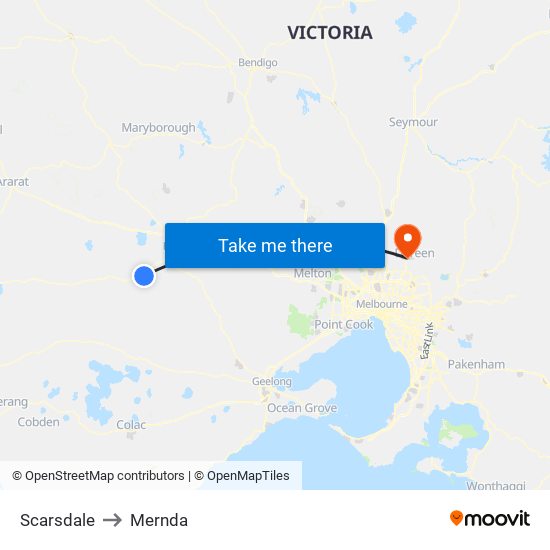 Scarsdale to Mernda map