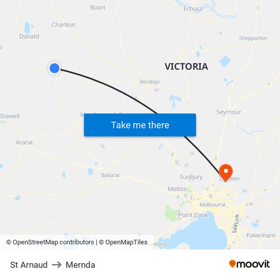 St Arnaud to Mernda map