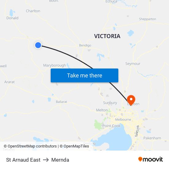 St Arnaud East to Mernda map