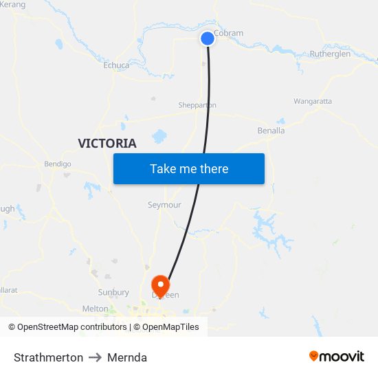 Strathmerton to Mernda map