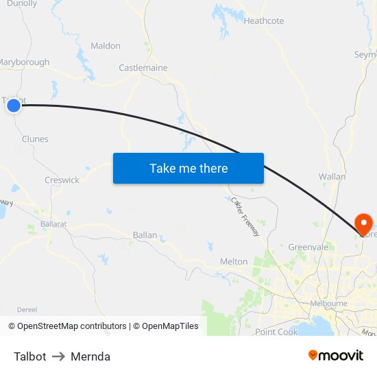 Talbot to Mernda map