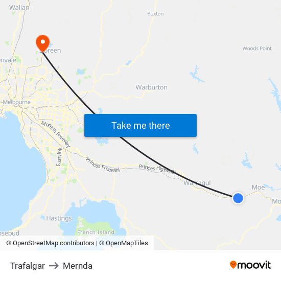 Trafalgar to Mernda map