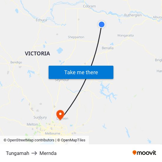 Tungamah to Mernda map