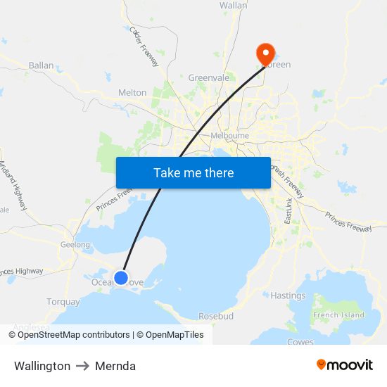 Wallington to Mernda map