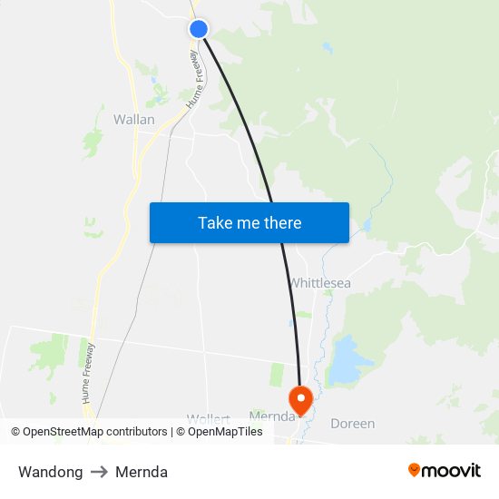 Wandong to Mernda map