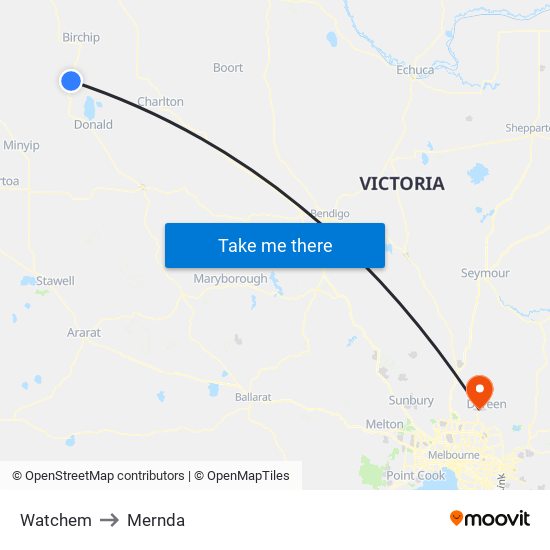 Watchem to Mernda map