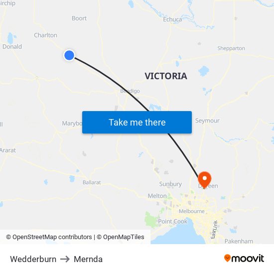 Wedderburn to Mernda map