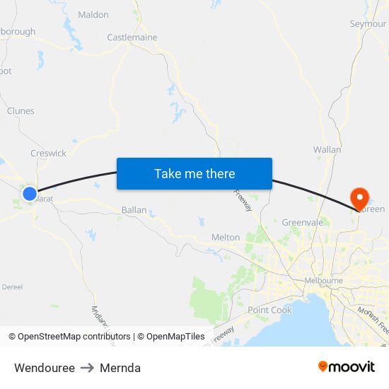 Wendouree to Mernda map