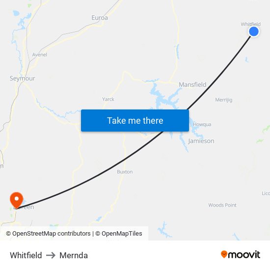 Whitfield to Mernda map