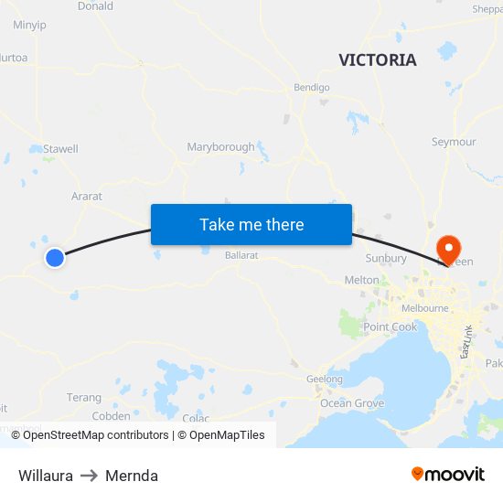 Willaura to Mernda map