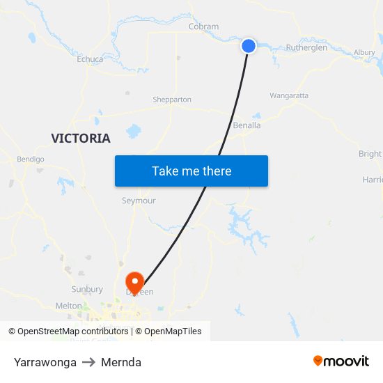 Yarrawonga to Mernda map