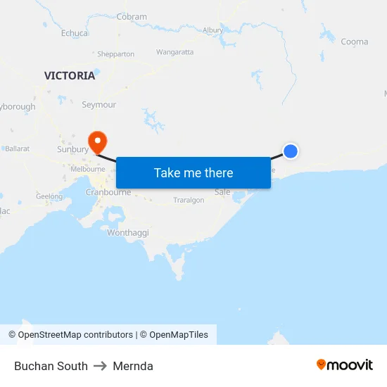 Buchan South to Mernda map