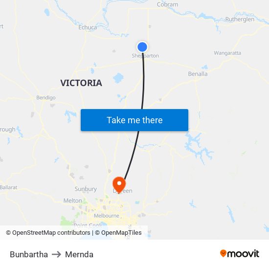 Bunbartha to Mernda map