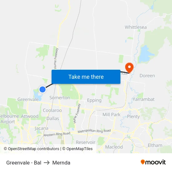 Greenvale - Bal to Mernda map