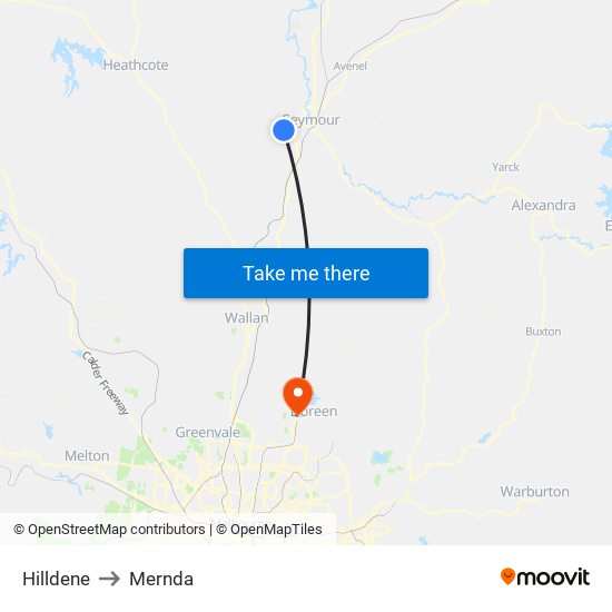 Hilldene to Mernda map