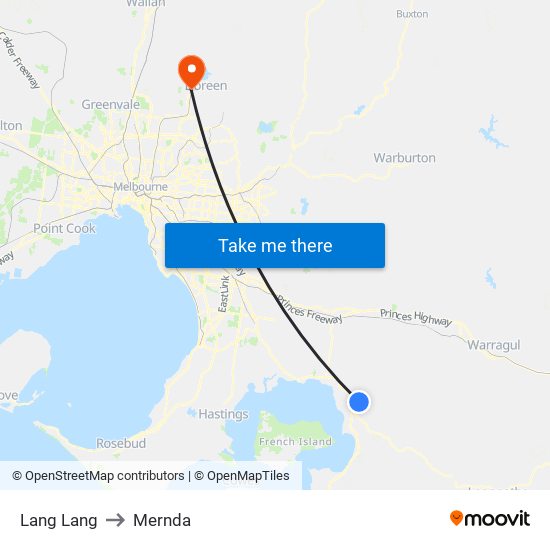 Lang Lang to Mernda map