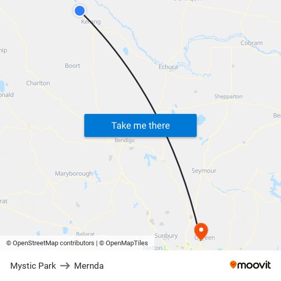 Mystic Park to Mernda map