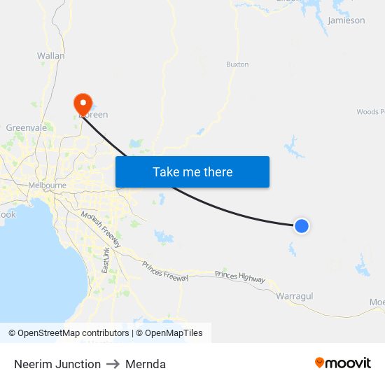 Neerim Junction to Mernda map