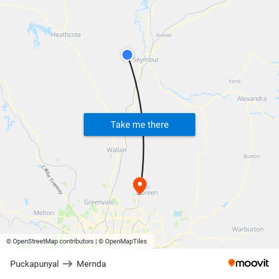 Puckapunyal to Mernda map