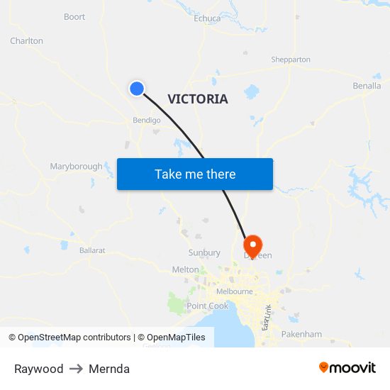 Raywood to Mernda map