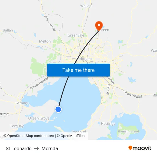 St Leonards to Mernda map
