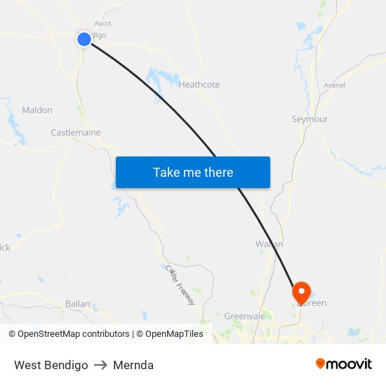 West Bendigo to Mernda map