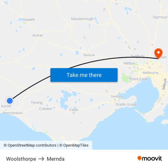 Woolsthorpe to Mernda map