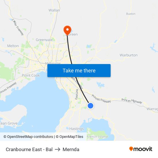 Cranbourne East - Bal to Mernda map