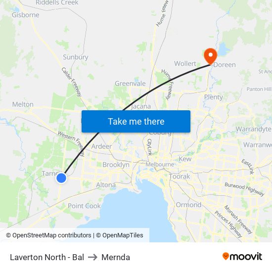 Laverton North - Bal to Mernda map