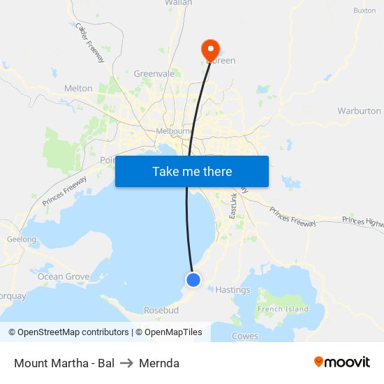 Mount Martha - Bal to Mernda map