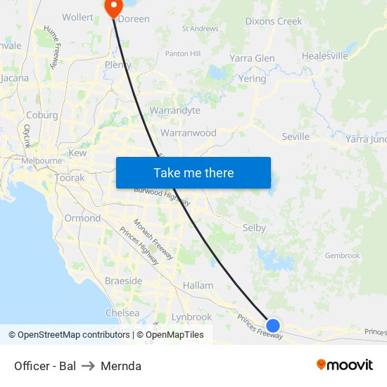 Officer - Bal to Mernda map