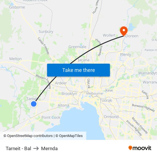 Tarneit - Bal to Mernda map