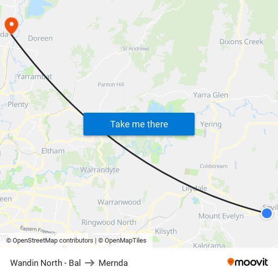 Wandin North - Bal to Mernda map