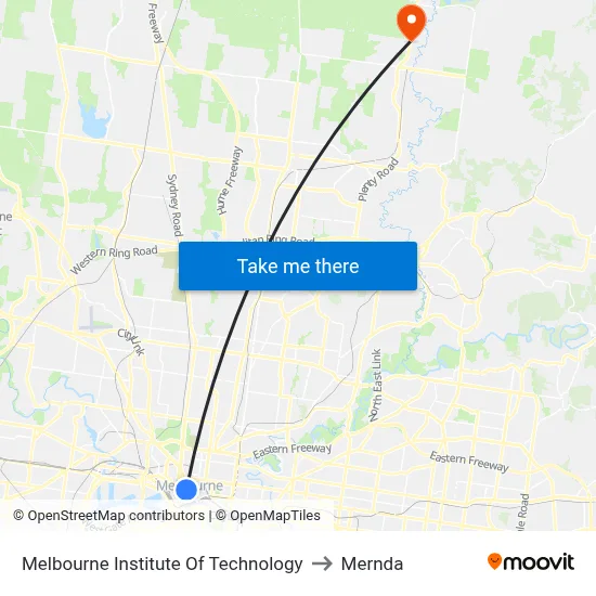 Melbourne Institute Of Technology to Mernda map