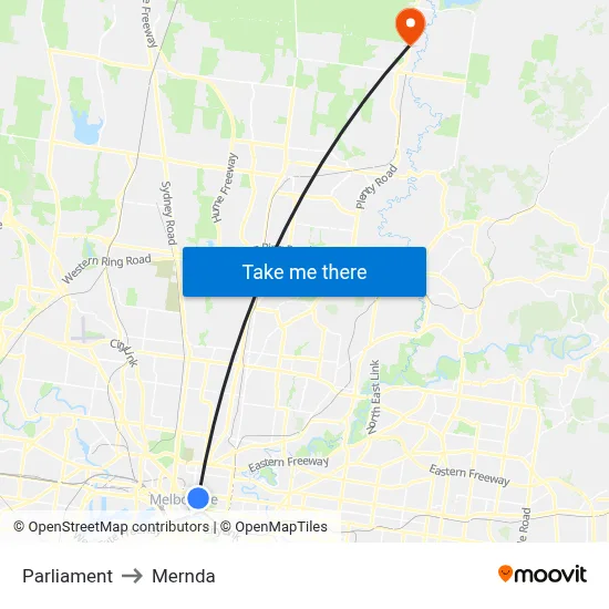 Parliament to Mernda map