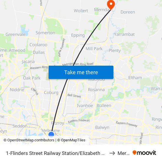 1-Flinders Street Railway Station/Elizabeth St (Melbourne City) to Mernda map